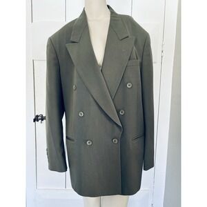 6 Button Designer CITY STREETS Green Suit Jacket Blazer Sports Coat Wool Blend